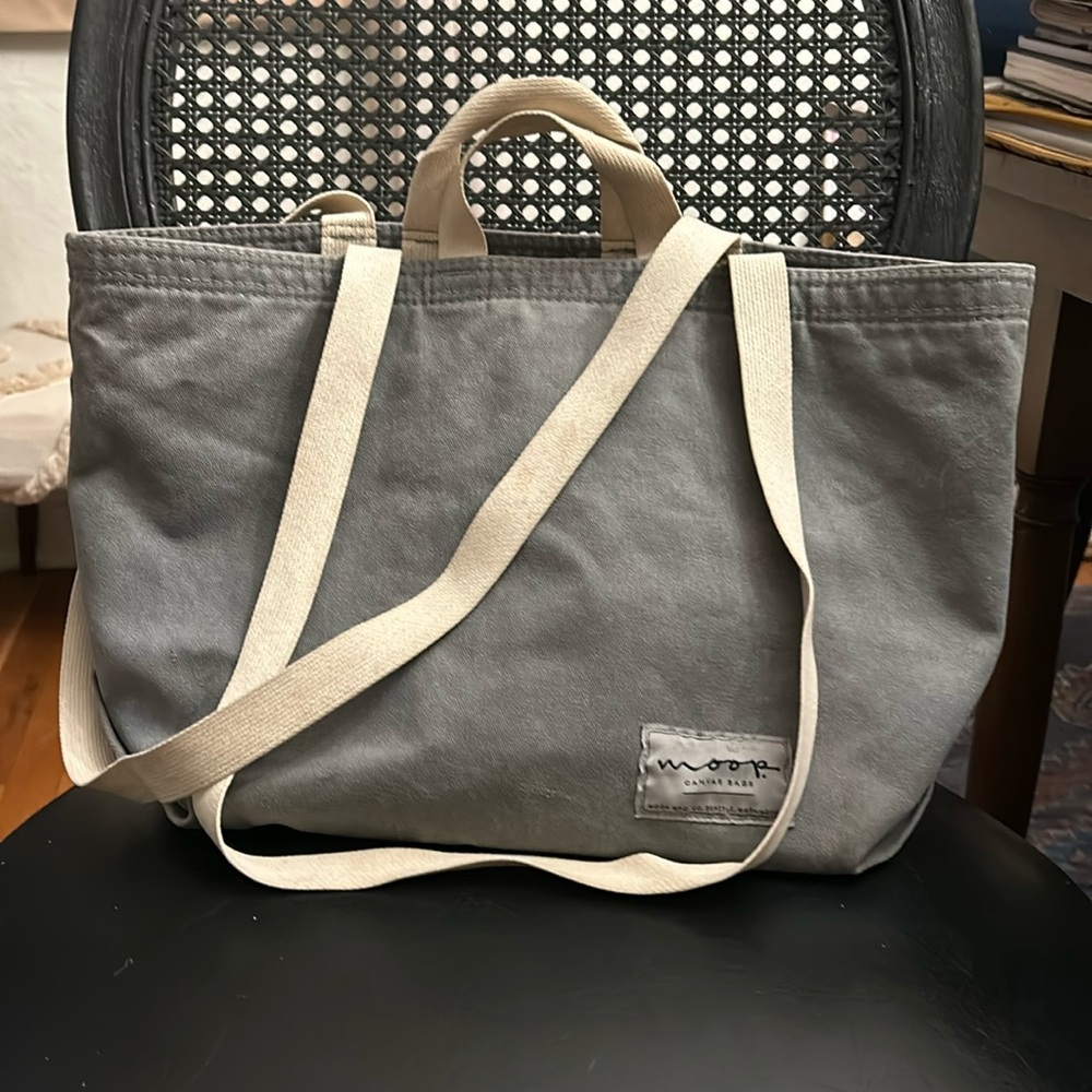 Moop shark gray canvas tote